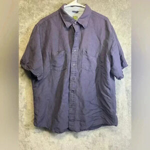 Timberland‎ men’s blue linen blend short sleeve button down shirt size L